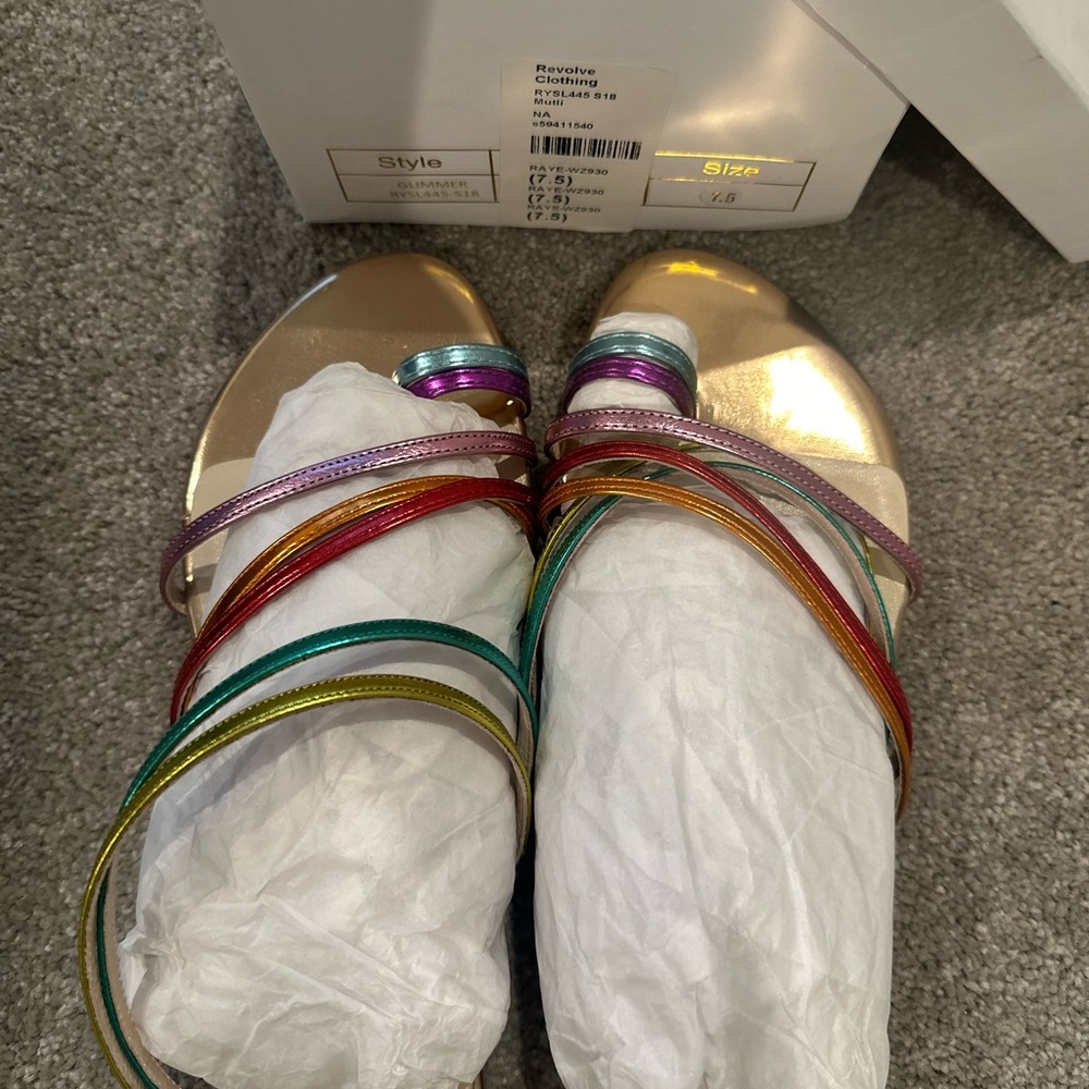 Revolve Raye rainbow sandals Gummer 7.5 NIB